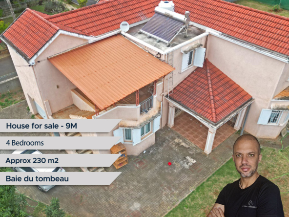Family Home for Sale – Baie du Tombeau (Rs 9M) Spacious 4-bedroom home set on 160 toises with approx. 230 sqm (2,507 sq ft) of living space. 1 ensuite, 2 bathrooms, covered garage, and offered semi-furnished (option to include selected furniture). Enjoy a quiet, peaceful setting just seconds from Riche Terre Mall and 1 minute from the beach—the perfect balance of convenience and coastal living. Now Rs 9M (was Rs 10M). Call 5816 9000 to book your viewing.