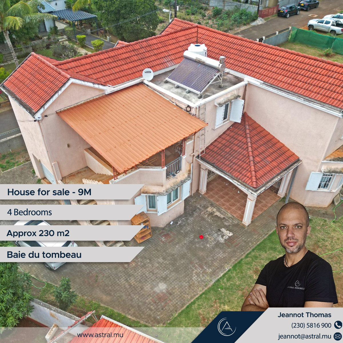 Family Home for Sale – Baie du Tombeau (Rs 9M) Spacious 4-bedroom home set on 160 toises with approx. 230 sqm (2,507 sq ft) of living space. 1 ensuite, 2 bathrooms, covered garage, and offered semi-furnished (option to include selected furniture). Enjoy a quiet, peaceful setting just seconds from Riche Terre Mall and 1 minute from the beach—the perfect balance of convenience and coastal living. Now Rs 9M (was Rs 10M). Call 5816 9000 to book your viewing.